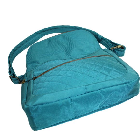 Travelon RFID Antitheft Multi Pocket Aquamarine Organizer Cross Body Bag - Picture 5 of 6